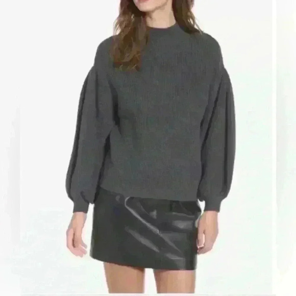 Leith Balloon Sleeve Grey Sweater - Picture 1 of 4